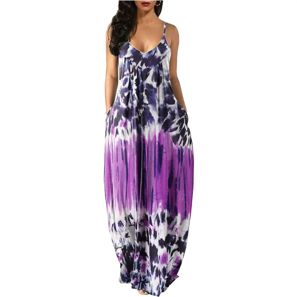 2023Women's Long Sleeveless V Neck Dress