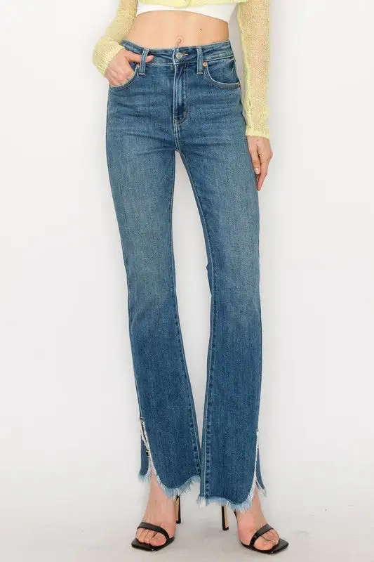 Everyday High Rise Bootcut Frayed Hem Denim Jeans