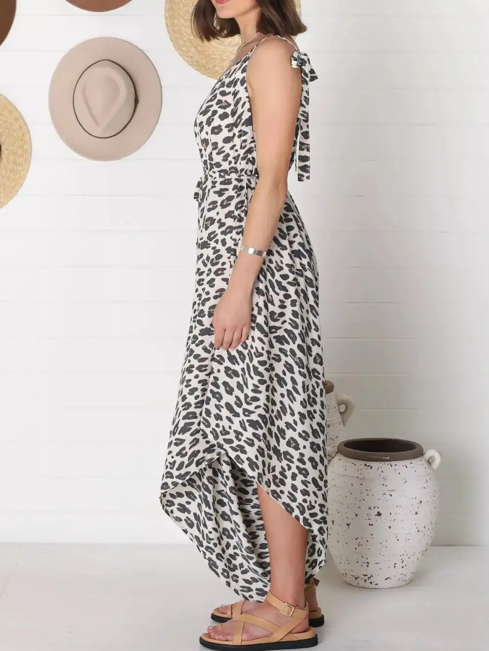 Plus Size Leopard Print V Neck Jumpsuit