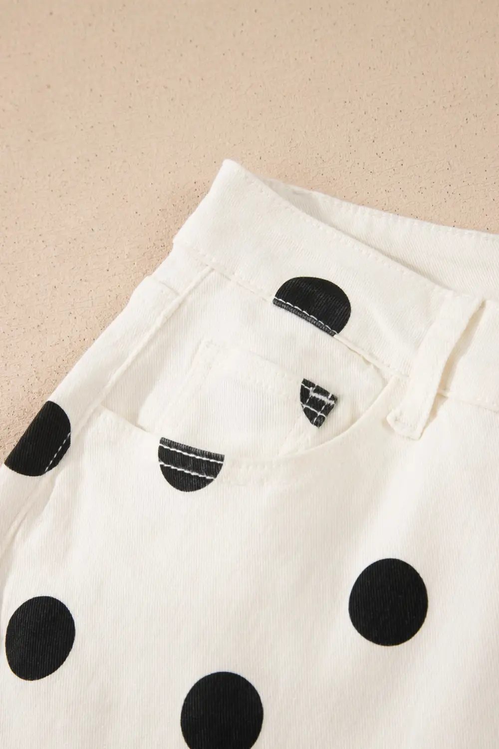 Polka Dot Print Wide Leg Ankle Length Jeans