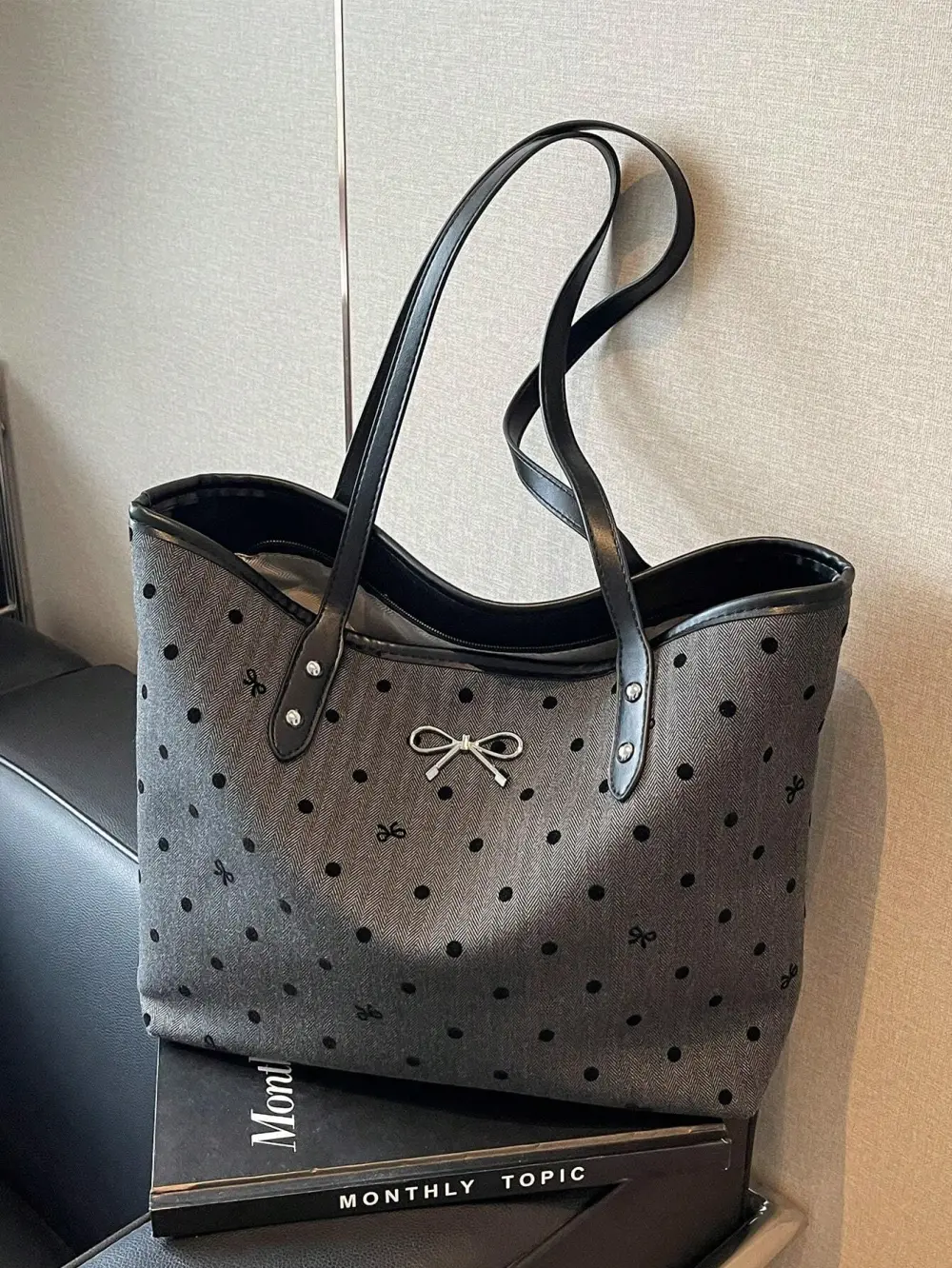 Floral Pattern PU Tote Bag