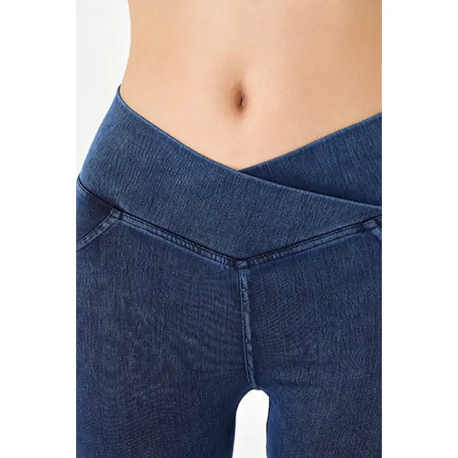 Asymmetrical Waist Denim Shorts with Pockets