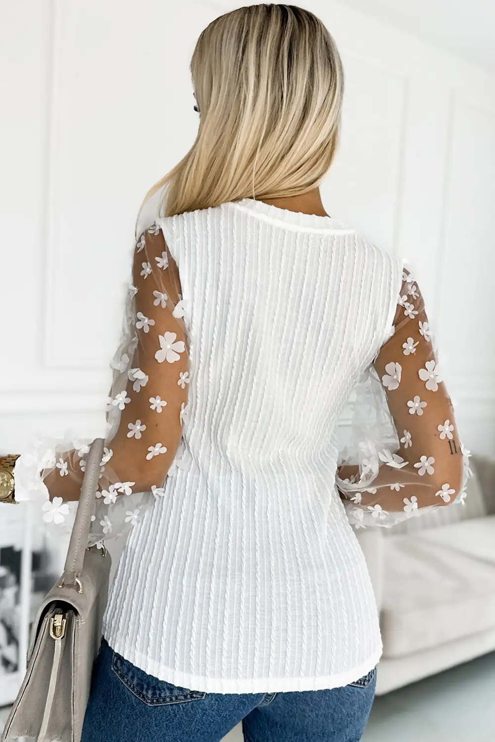Floral Ribbed Textured Blouse