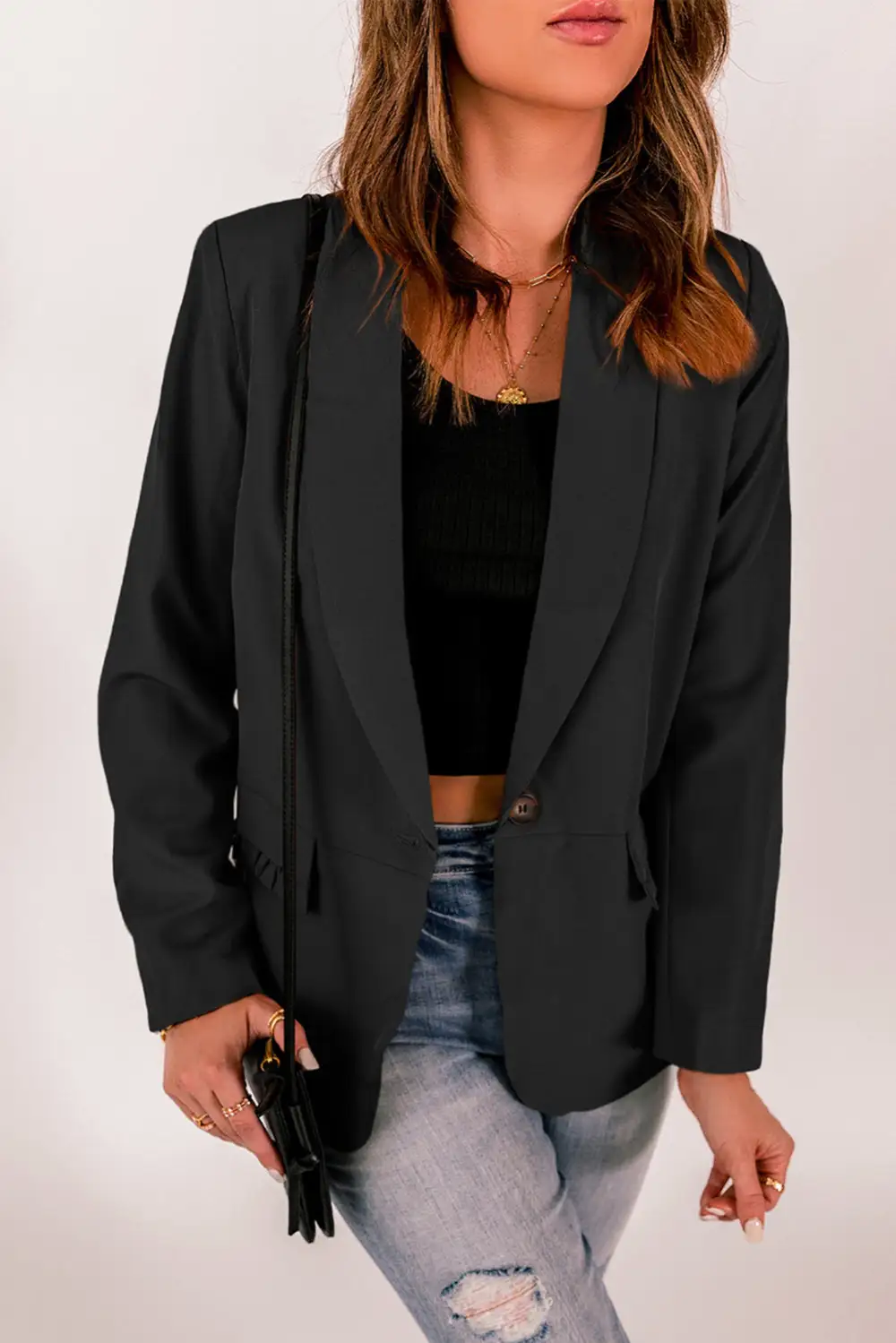 Lapel-Collar Button-Pocket Blazer