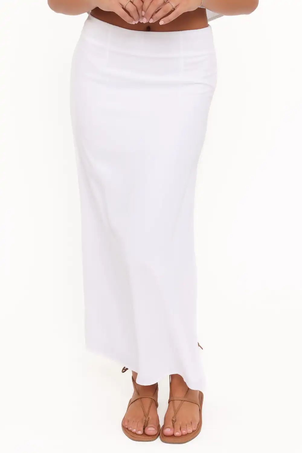 Linen High Rise Column Maxi Skirt