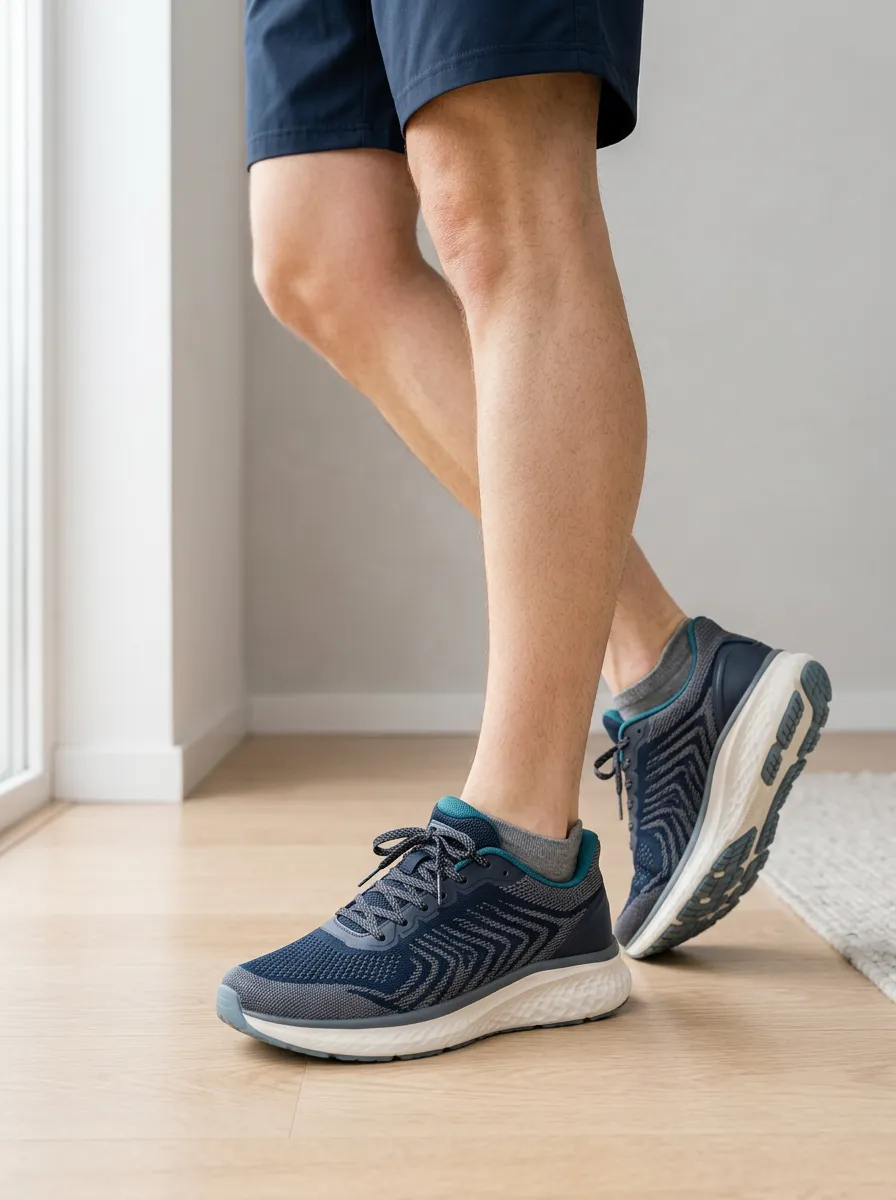Men's Athletic Running Navy Blue Wavy Pattern Printed Sneakers