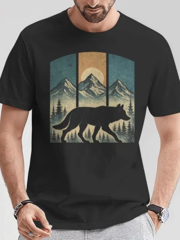 Retro Mountain Wolf T-Shirt