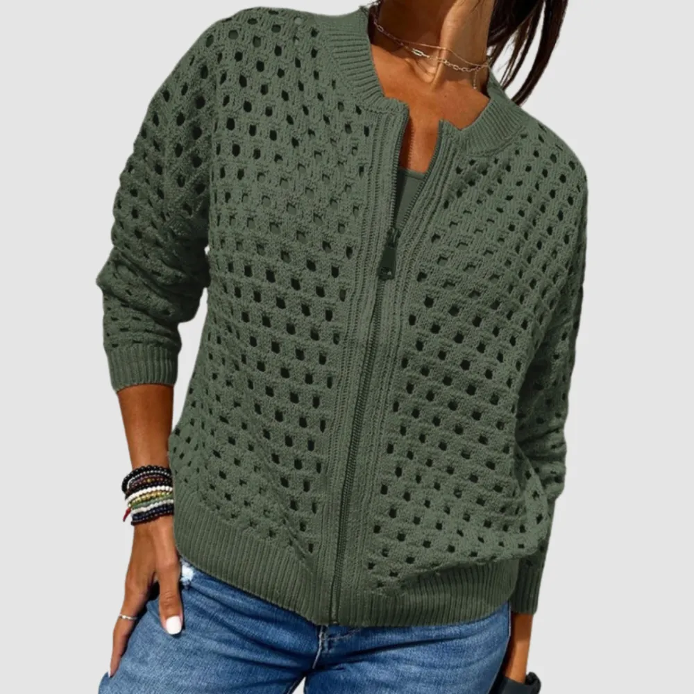 Knit Zip Front Cardigan