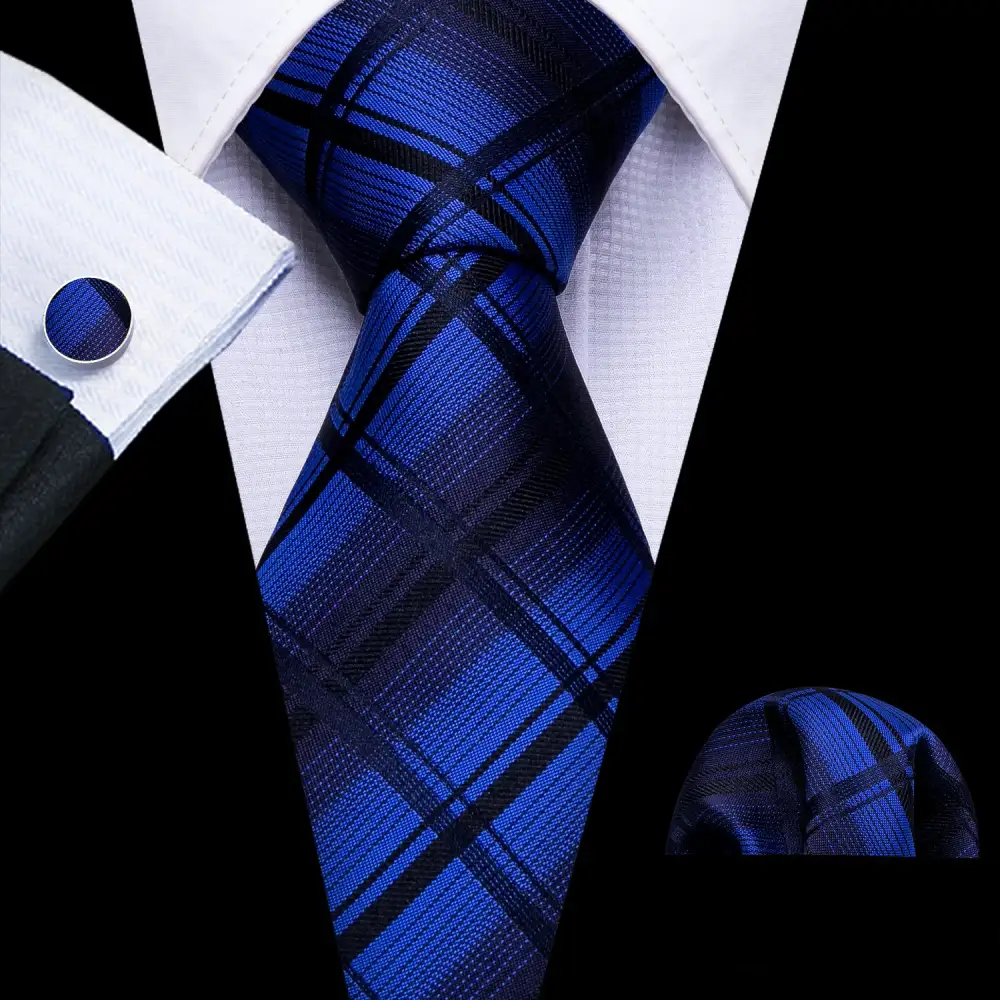Plaid Checkered Silk Necktie Set