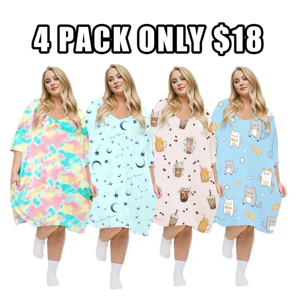 Plus Size Nightgown for Women V-Neck Sleep Dress