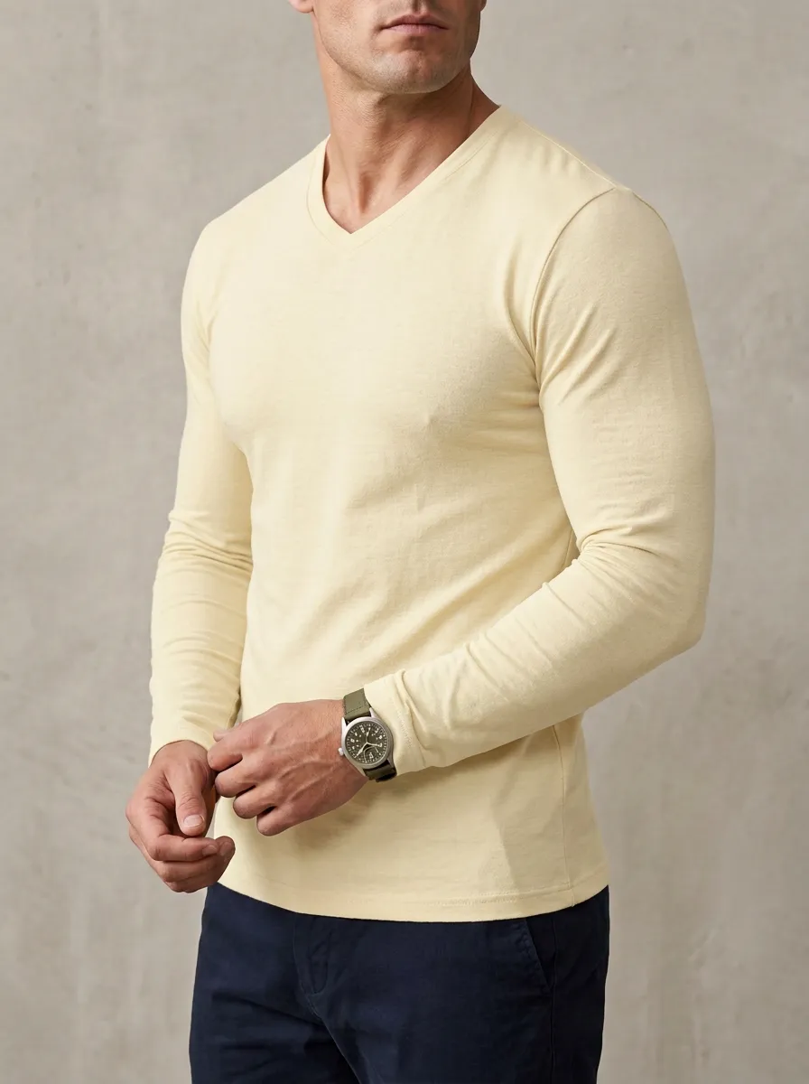 Streamlined V-Neck Design Men's Slim Fit Short Sleeve T-Shirt