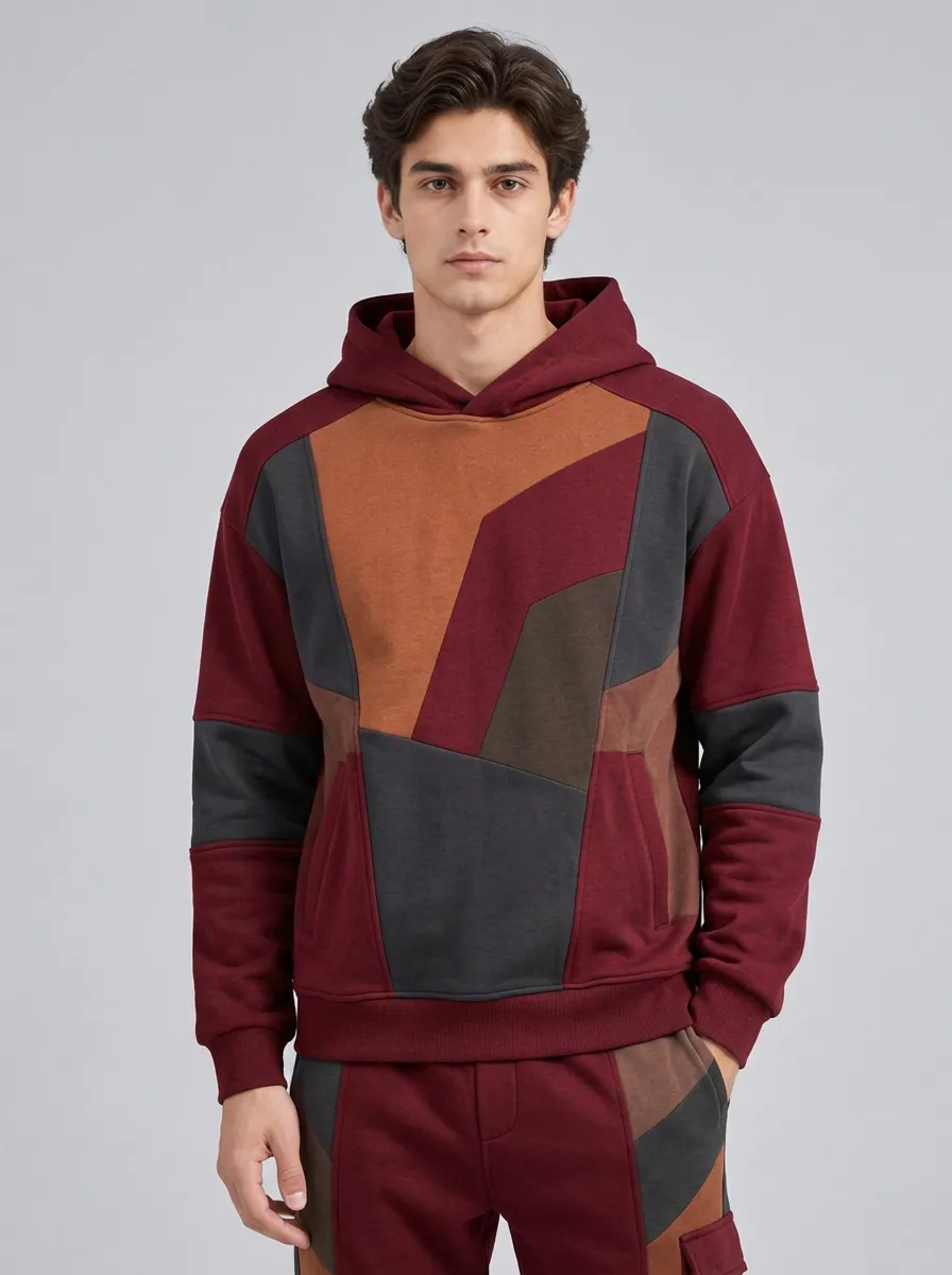 Men's Olive Color-Block Hoodie and Cargo Jogger Set