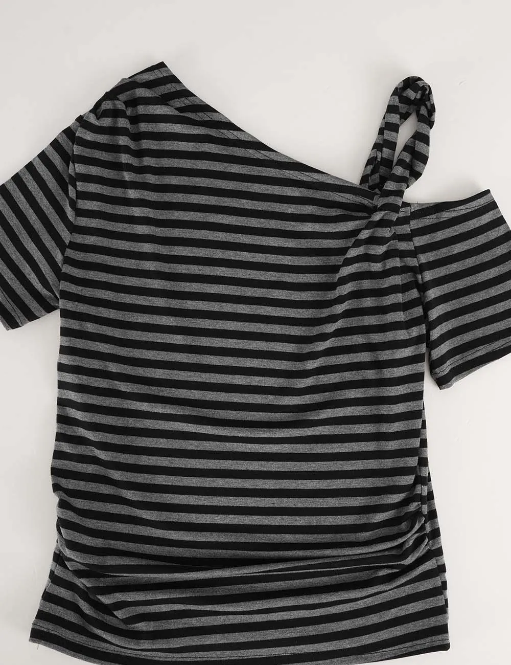 One Shoulder Twist Strap T-shirt