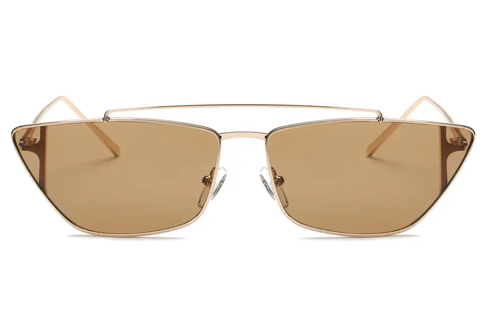 Metal Retro Flat Lens Rectangular Sunglasses