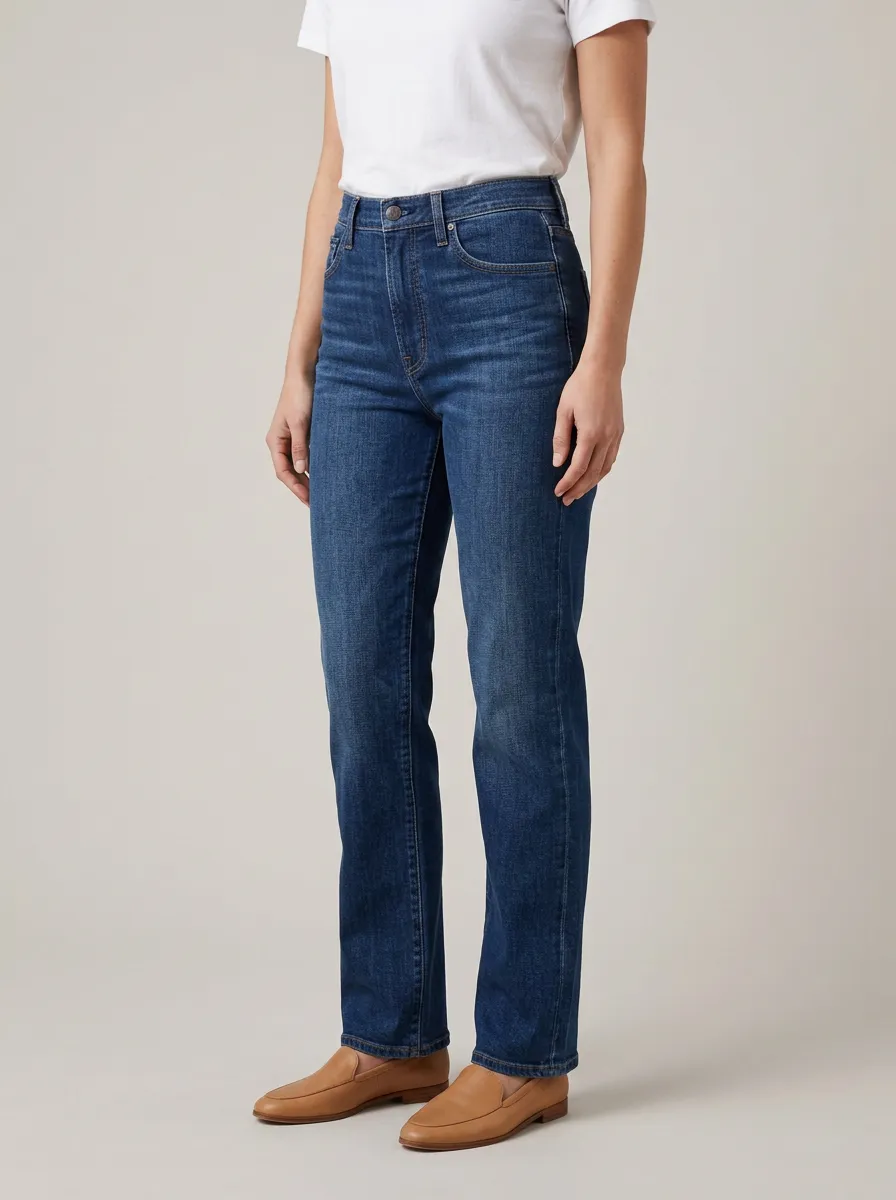 Casual-Essential High-Rise Straight-Leg Denim Jeans