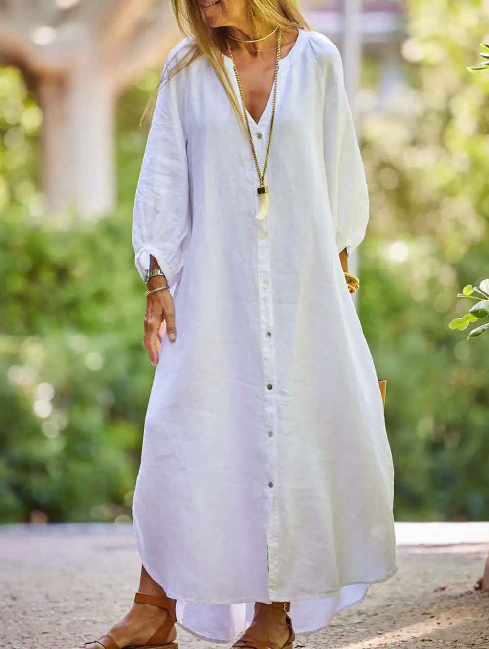 Clean Line Long-Sleeved Cardigan Dress