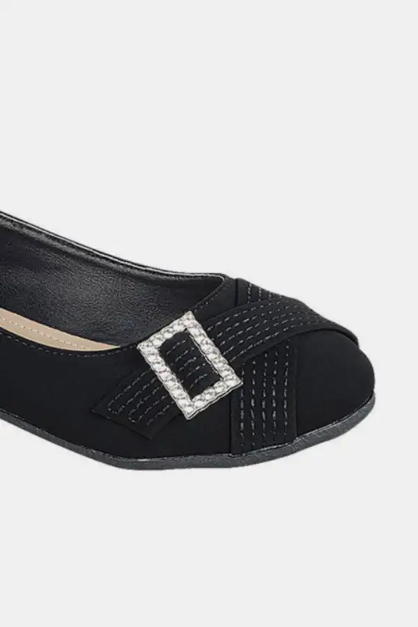 Slip on Rhinestone Buckle Ballet Flats