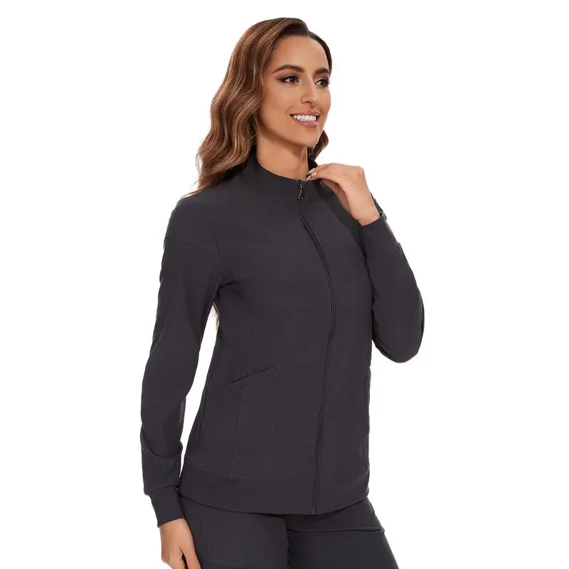 Scrub Jackets for Woman, Zip Front Nurse Jacket, 4-Way Stretch Fabric