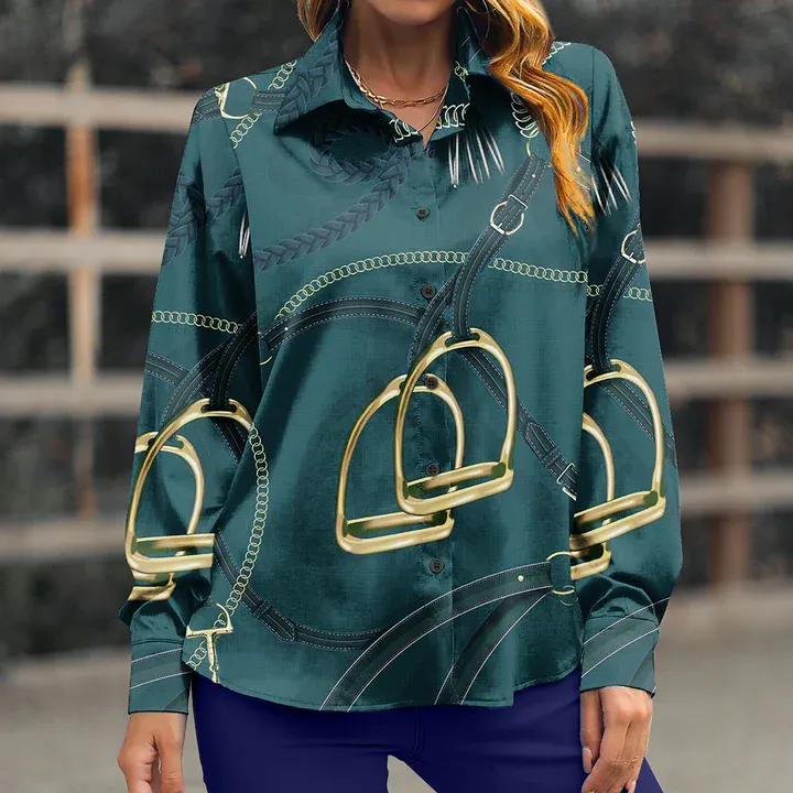 Women's Equestrian Print Long Sleeve Sun Shirt