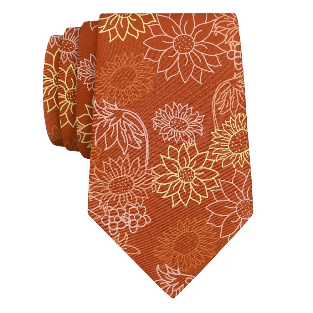 Refined Sunflower Floral Pattern Necktie