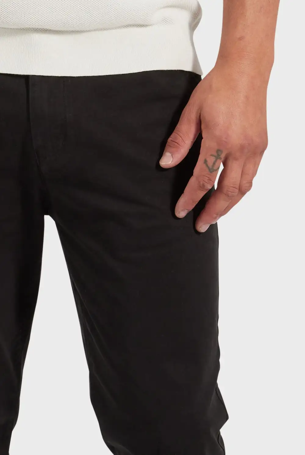 Cotton Blend Slim Leg Trousers