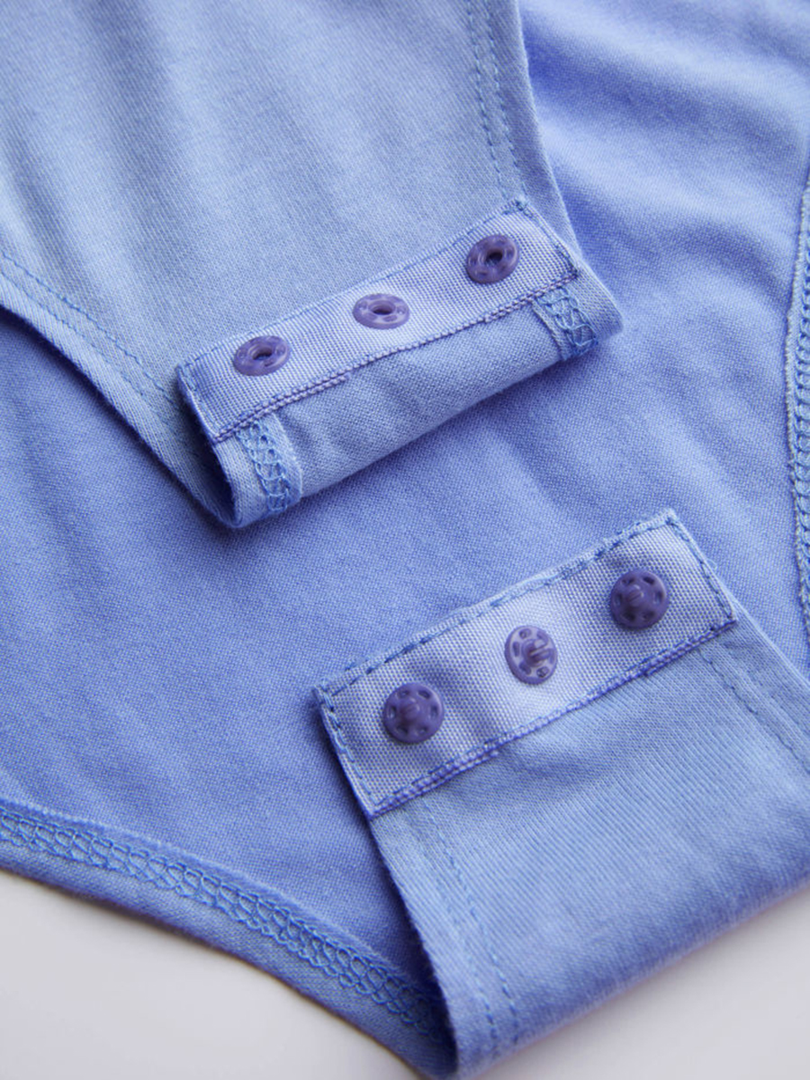 Collar Solid Button Long Sleeve Blouse Bodysuit