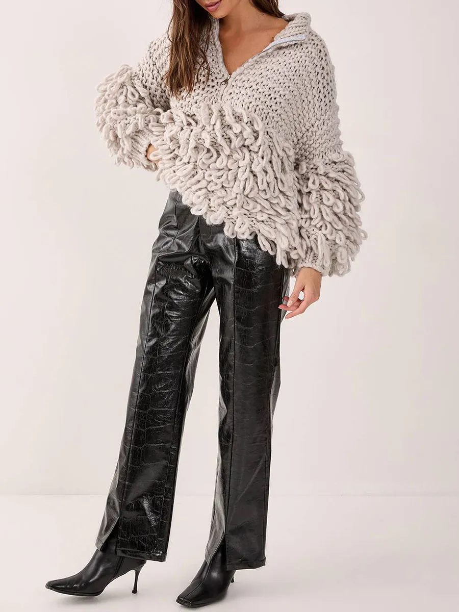 Women'S Vintage-Style 3D Fuzzy Knit Cardigan