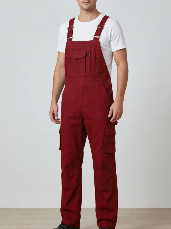 Men's Field Multi-Pocket Cargo Bib Work Overalls