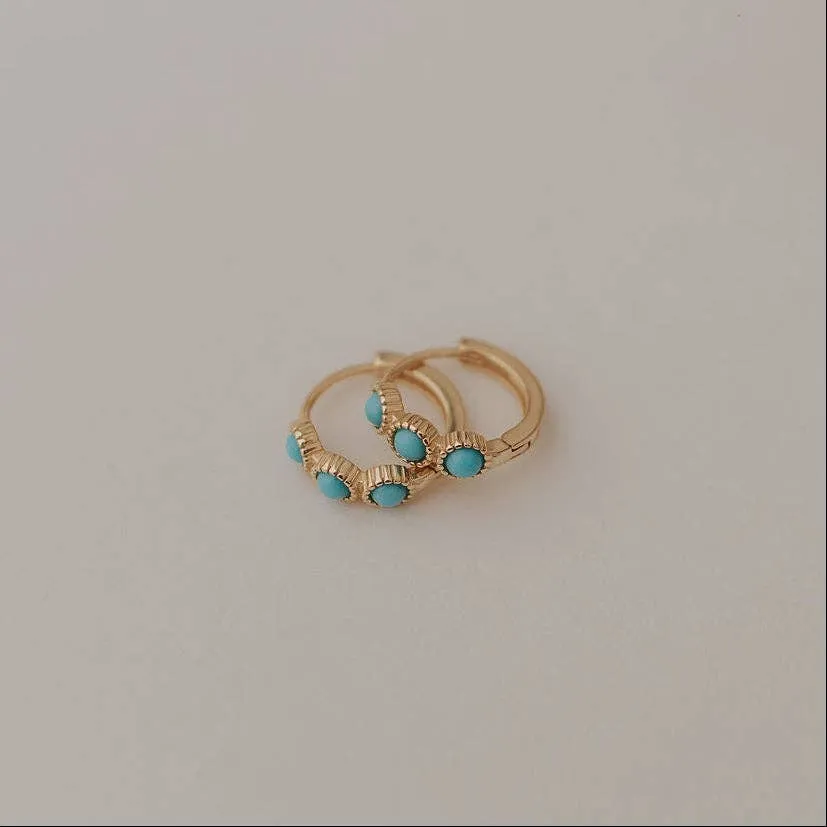 Stone Bead Huggie Earrings
