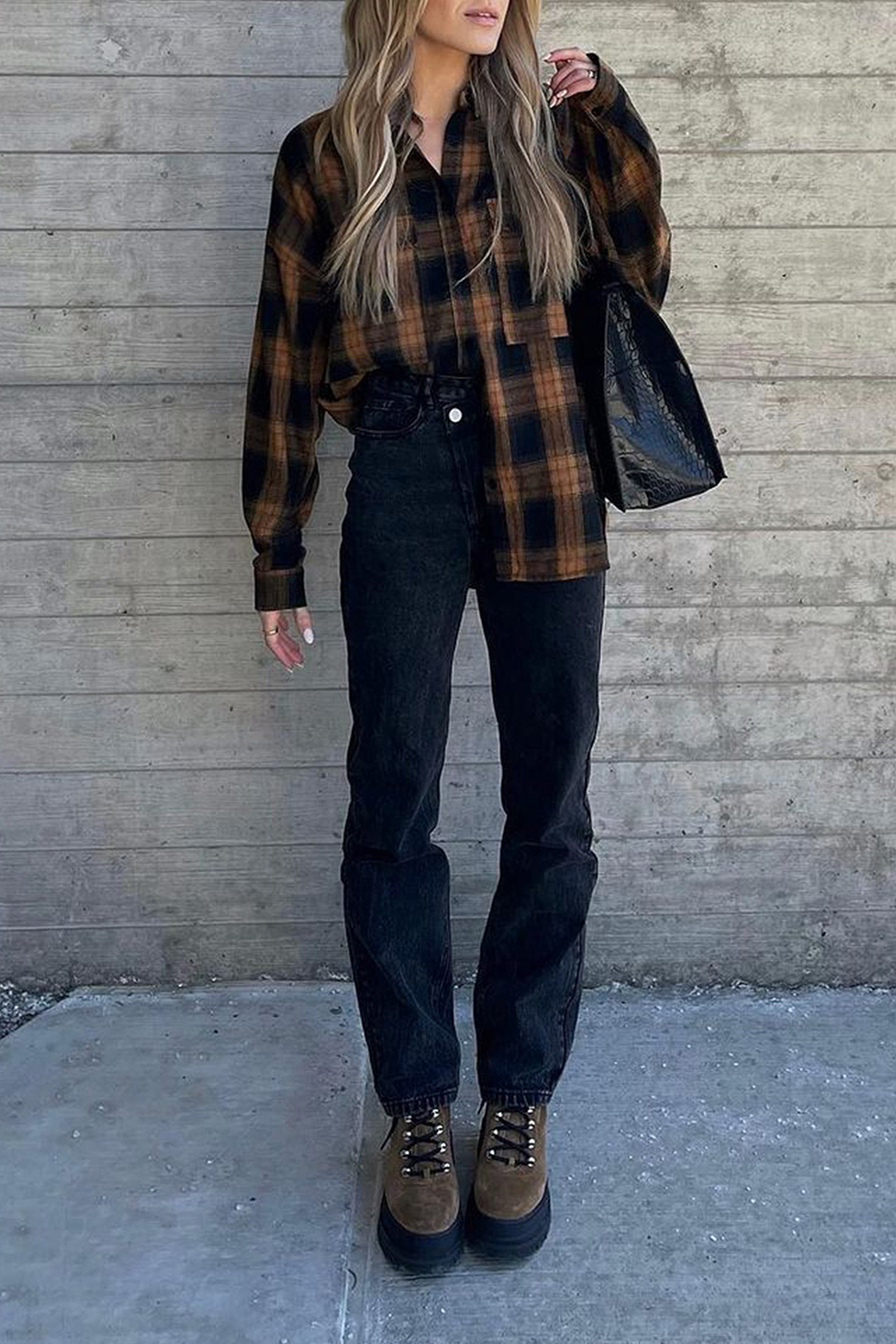 Brown And Black Flannel Plaid Shirt
