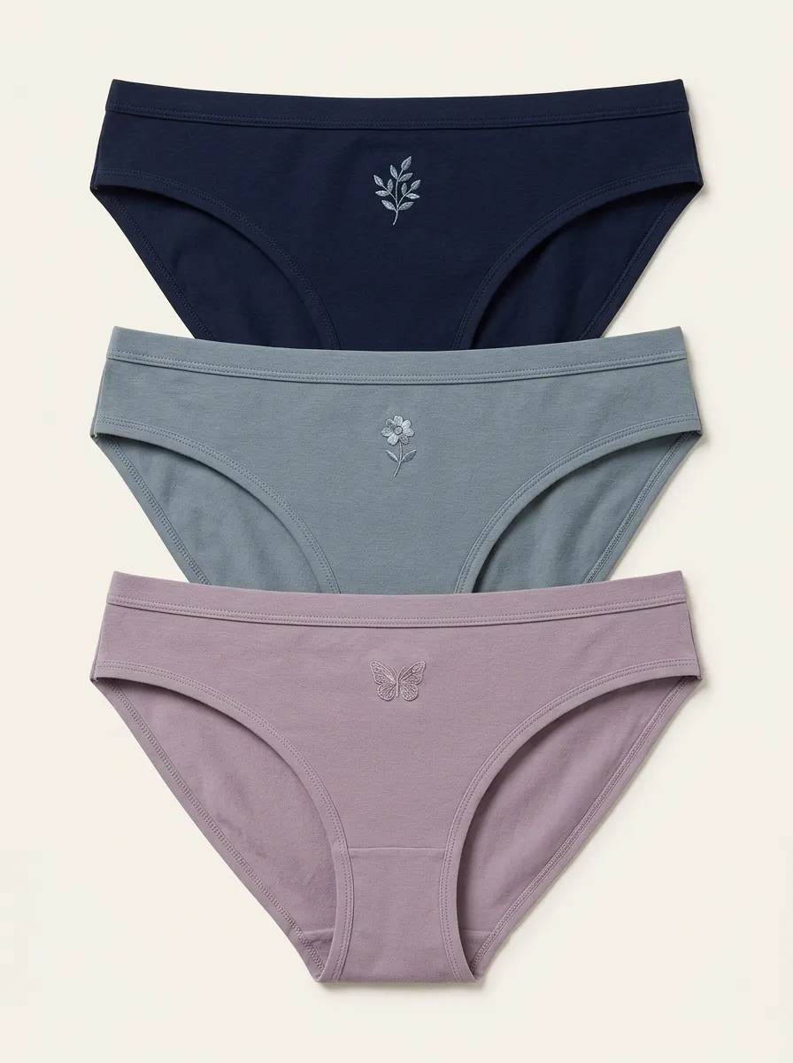 Women's Nature Motif Mid-Rise Briefs Three Pack