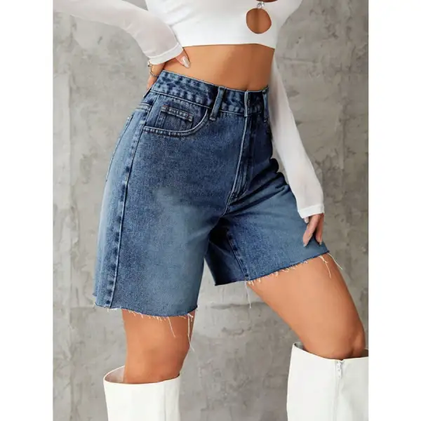 Frayed Hem Denim Shorts