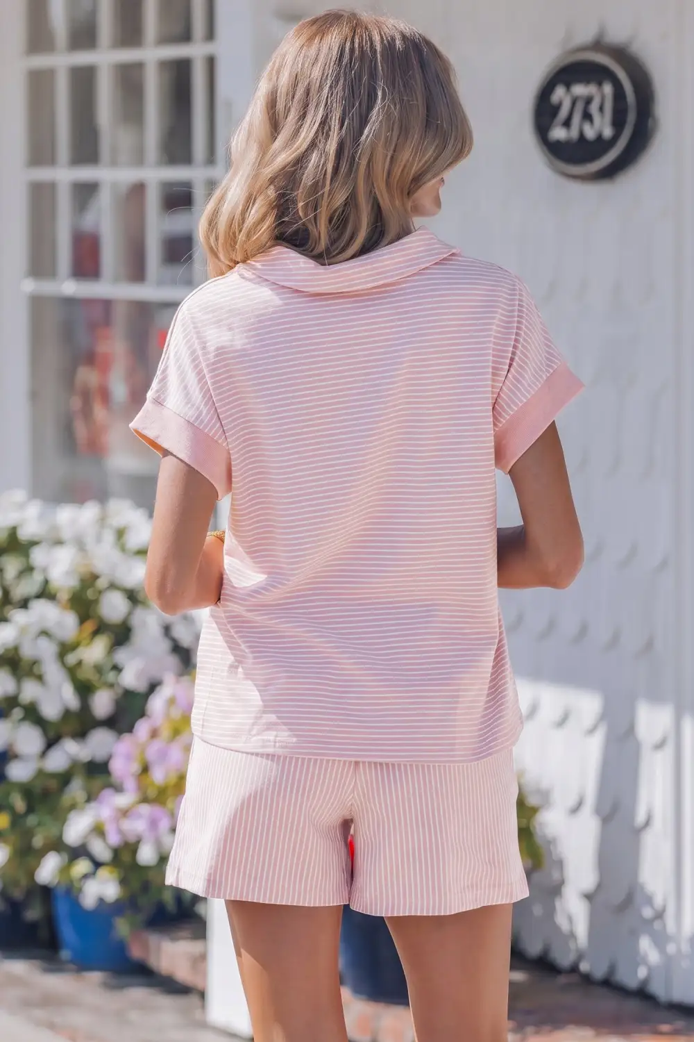 Softly Styled Striped Polo Shirt and Shorts Set