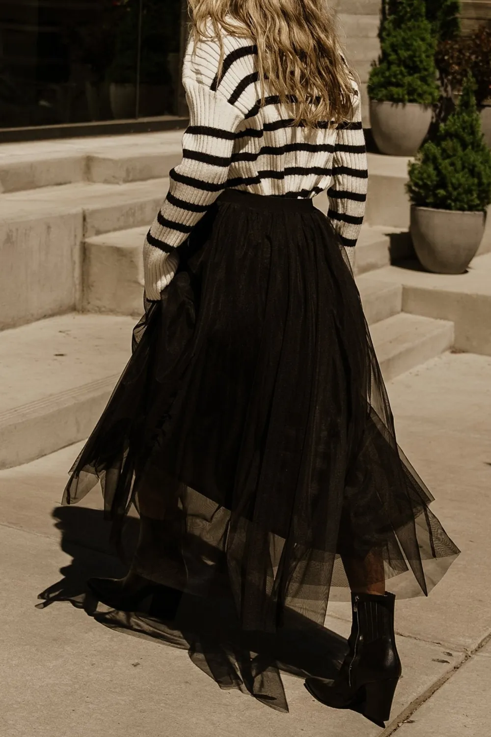 Minimalist High-Waisted Temperament Tulle Skirt