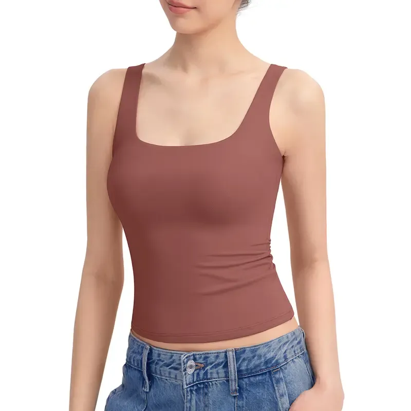 Women's Tank Top Sleeveless Double Lined Basic Tops