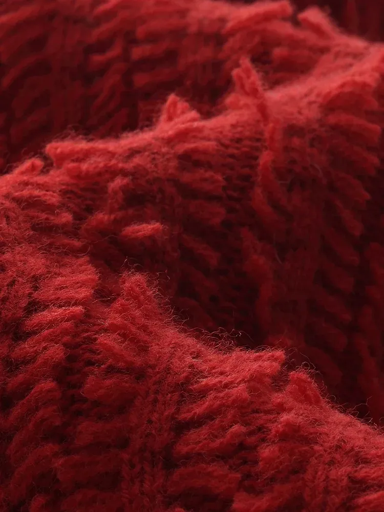 Wool Chili Red Women Sweater