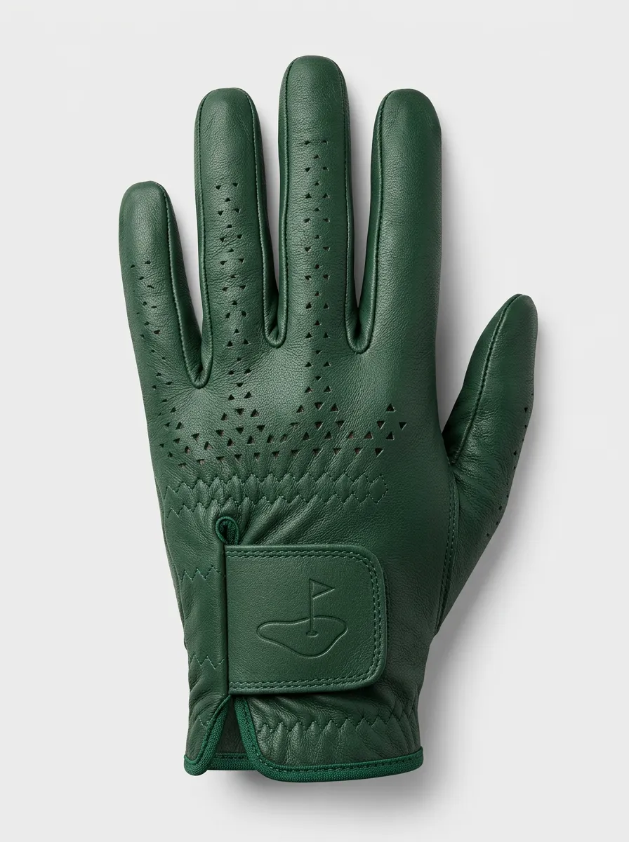 Embossed Flag-Motif Leather Golf Glove