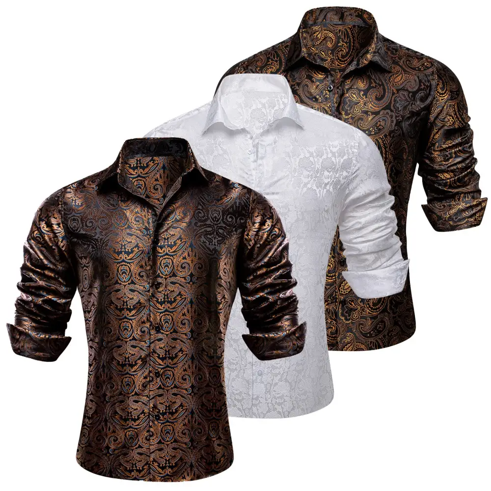 Refined Paisley Floral Silk Dress Shirt