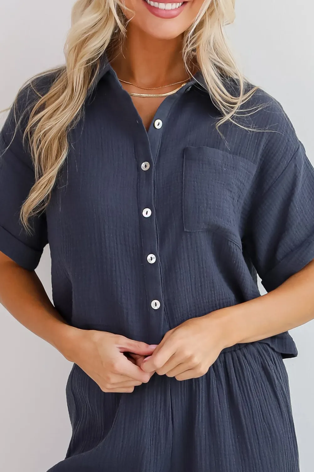 Perfect Charcoal Linen Blouse