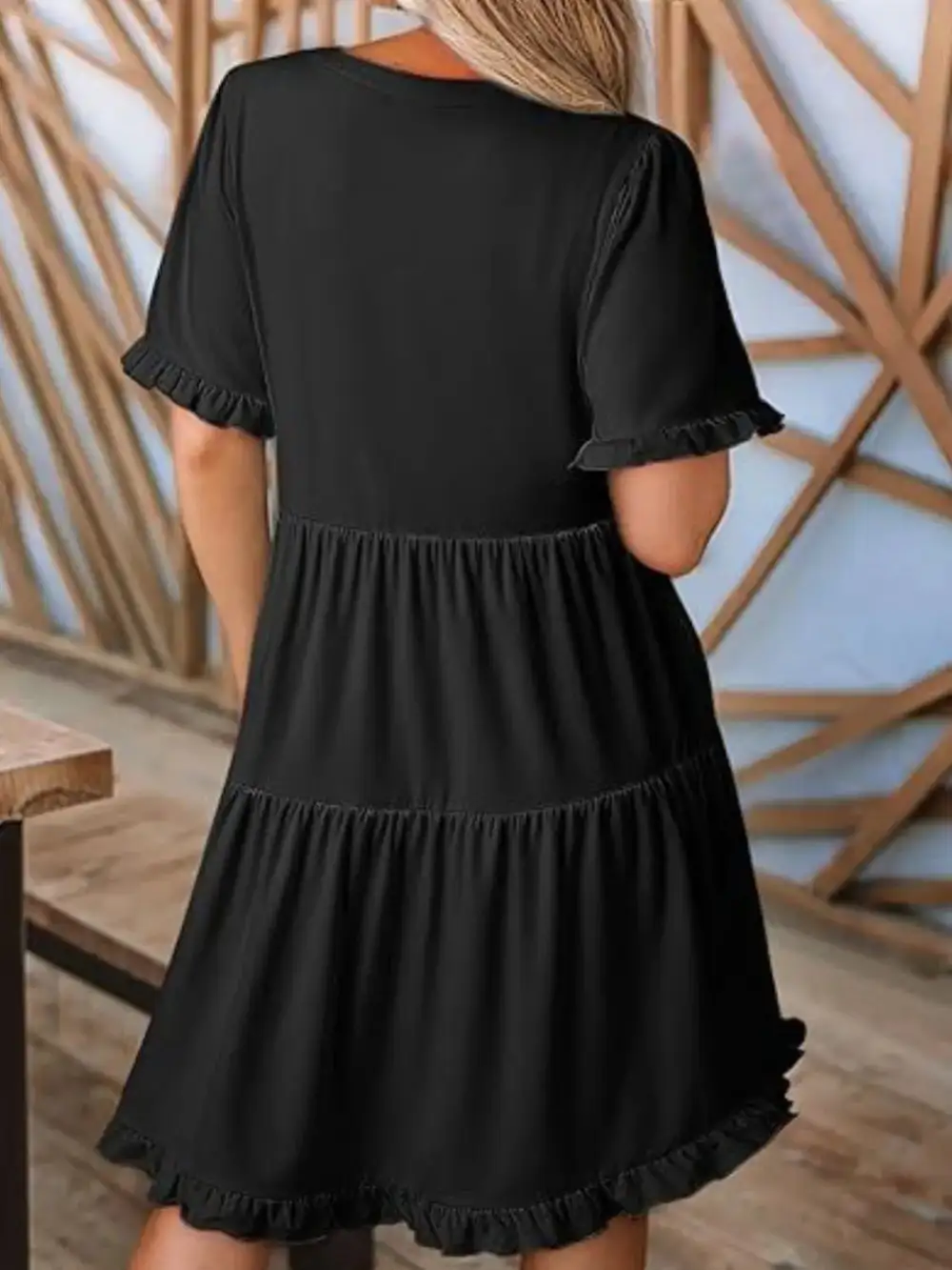 Short Sleeve Tiered Mini Dress