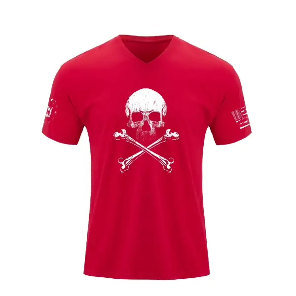 SKULL WATERPROOF V-NECK GRAPHIC TEE