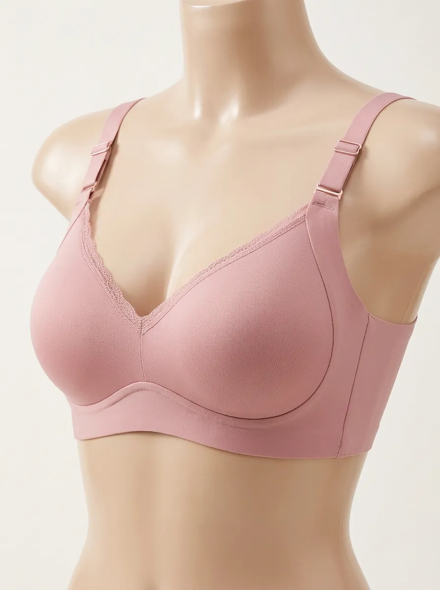 Women's Full-Coverage Wireless Seamless Lace-Trim Bra