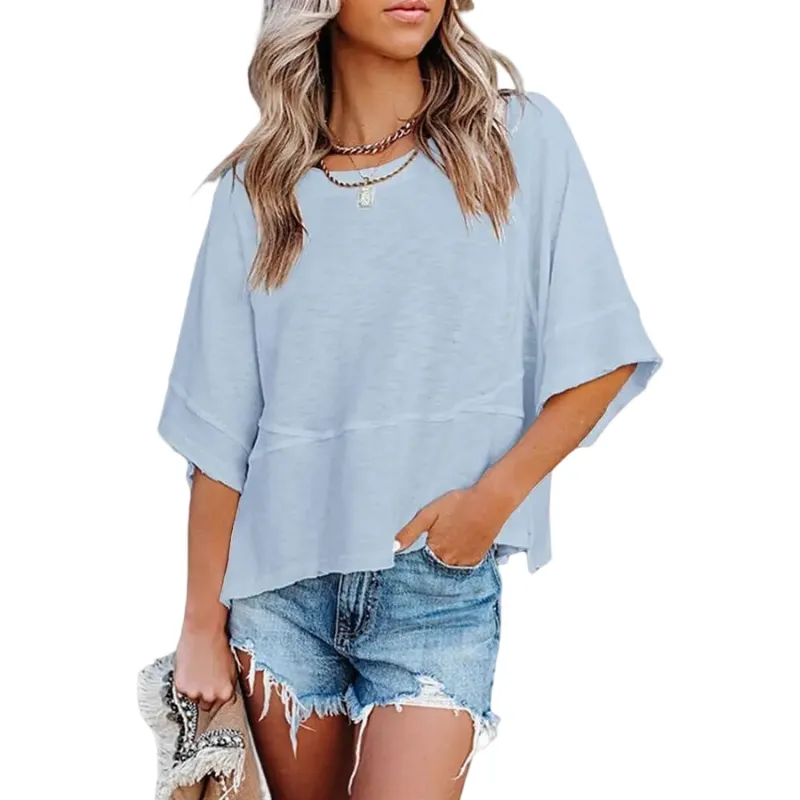 🌸Women's Crewneck Batwing Half Sleeve Top