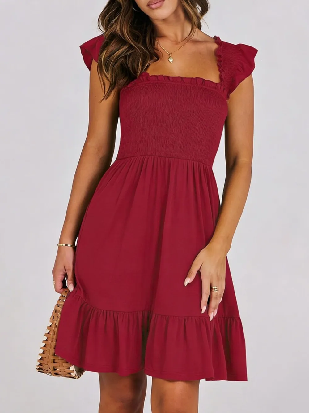 Ruffle Smocked Mini Dress