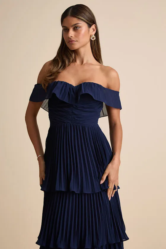 Always Remarkable Light Blue Floral Off-the-Shoulder Maxi Dress