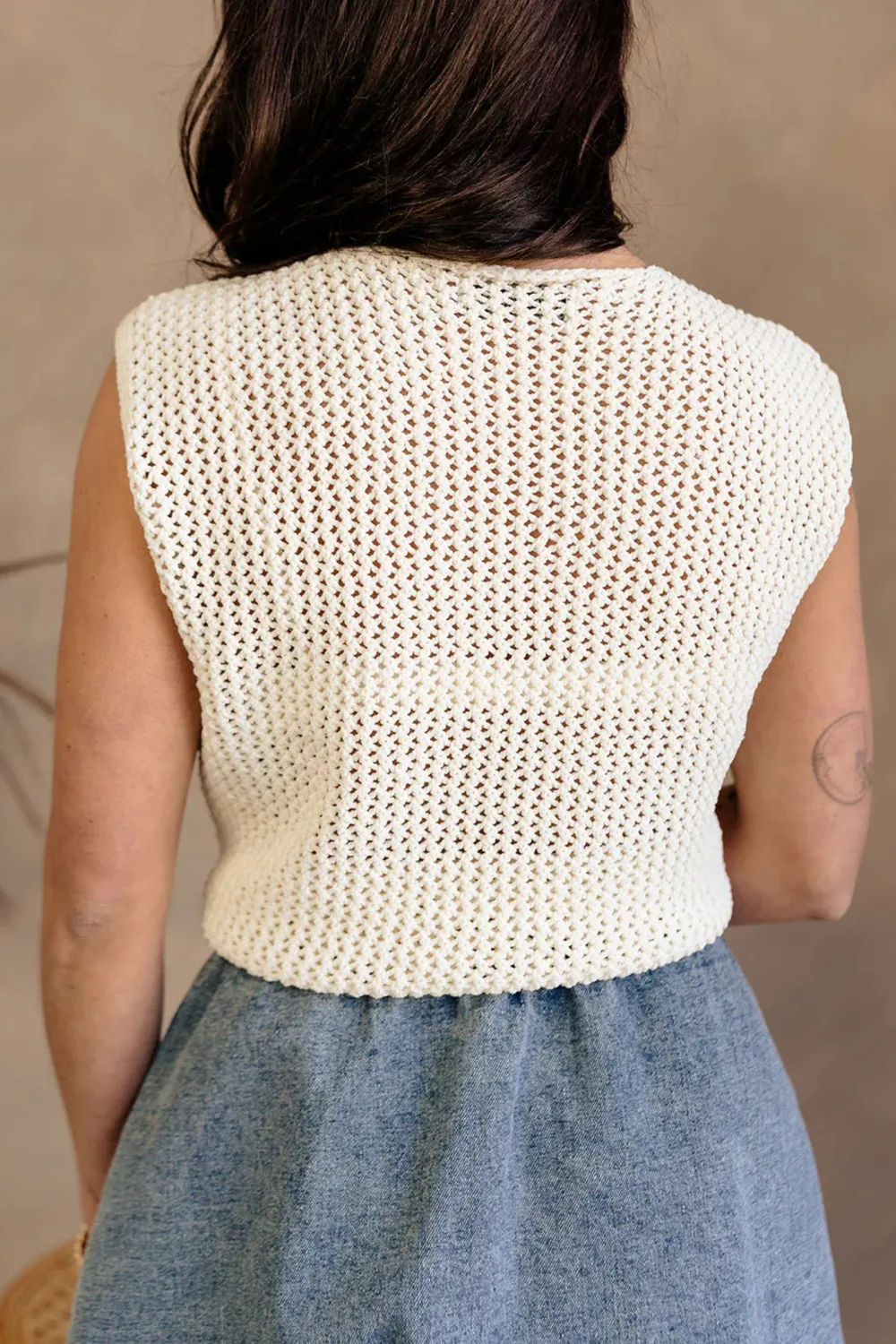 Front Button Sleeveless Vest