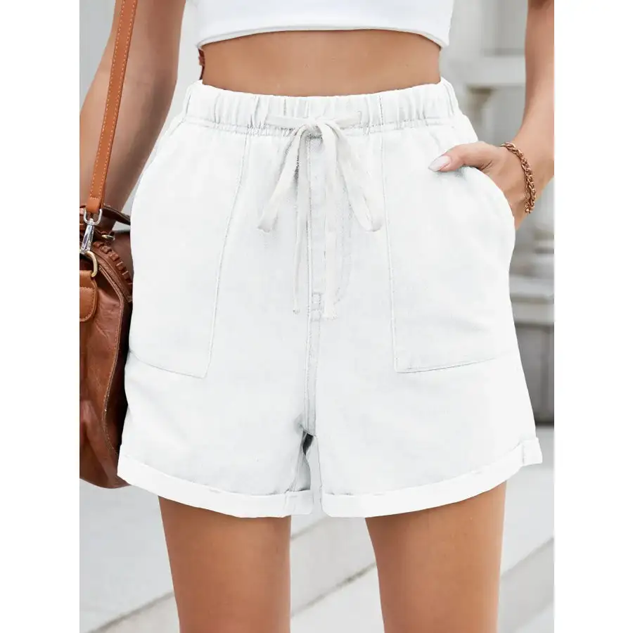 Drawstring Wash Denim Shorts