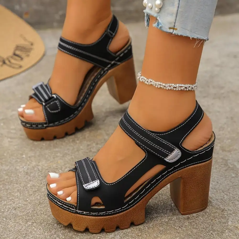 Effortless Open Toe Block Heel Sandals