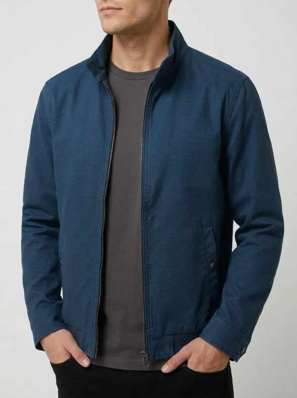 Solid Textured Zip Jacket