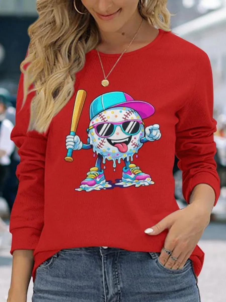 Graffiti Style Baseball Printed T-Shirt